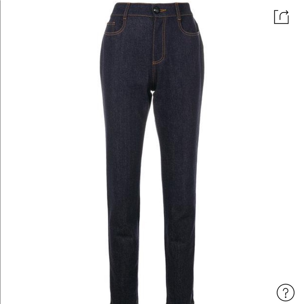 Fendi logo dark indigo jeans with brown stitching - Picture 2 of 12